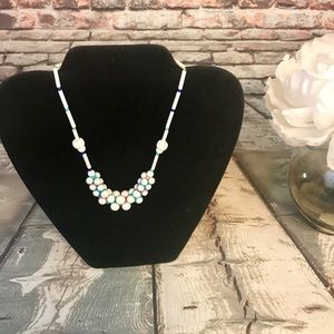 3/$20 White beaded Necklace with Pastel Accent Colors